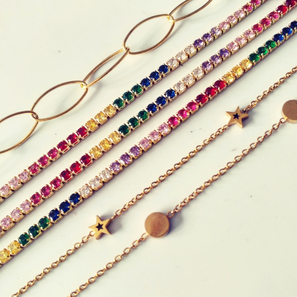 Rainbow tennis choker.
